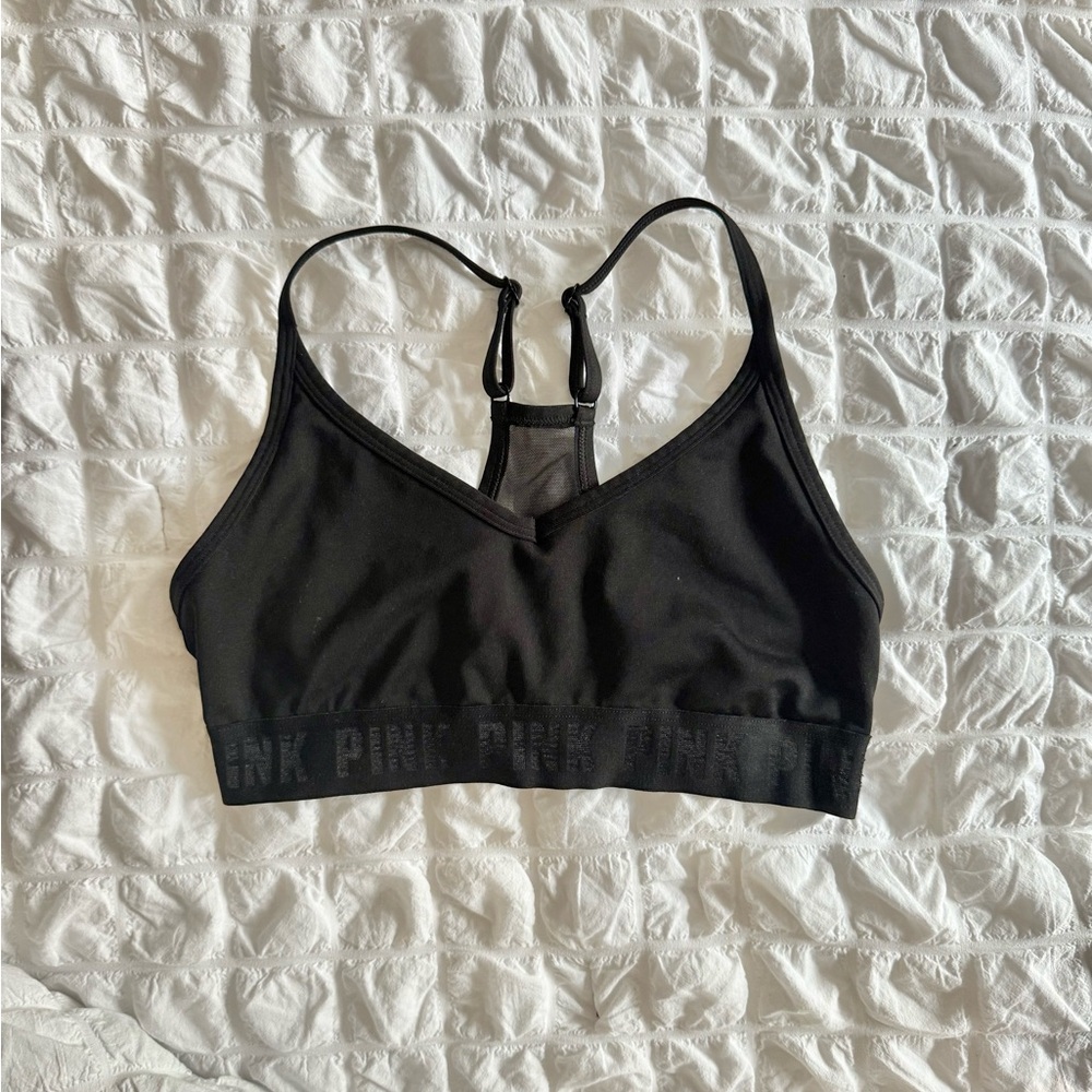 PINK Victoria's Secret Black Racerback Bra